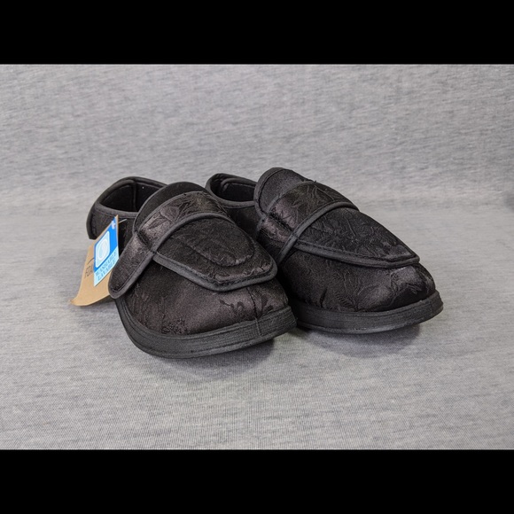 Foamtreads Physician L2 Black Satin Slippers - Picture 5 of 14